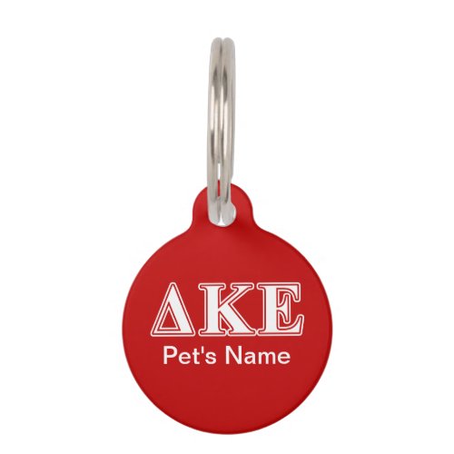 Delta Kappa Epsilon White and Red Letters Pet ID Tag