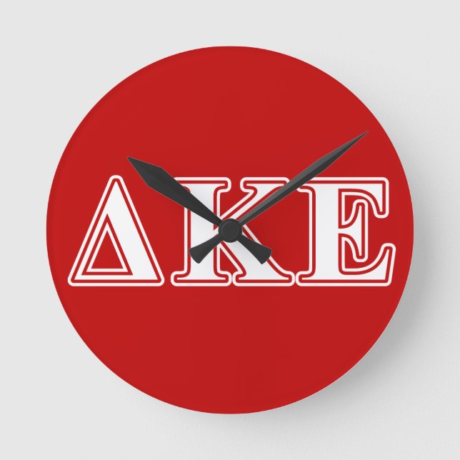 Delta Kappa Epsilon White and Red Letters Round Clock (Front)