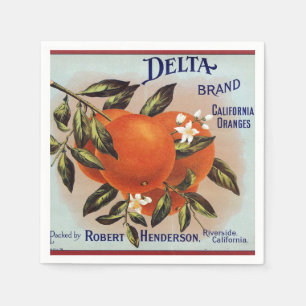 Delta Oranges Fruit Crate Label Napkins
