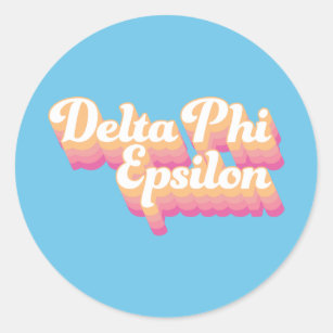 Delta Phi Epsilon   Groovy Script Classic Round Sticker