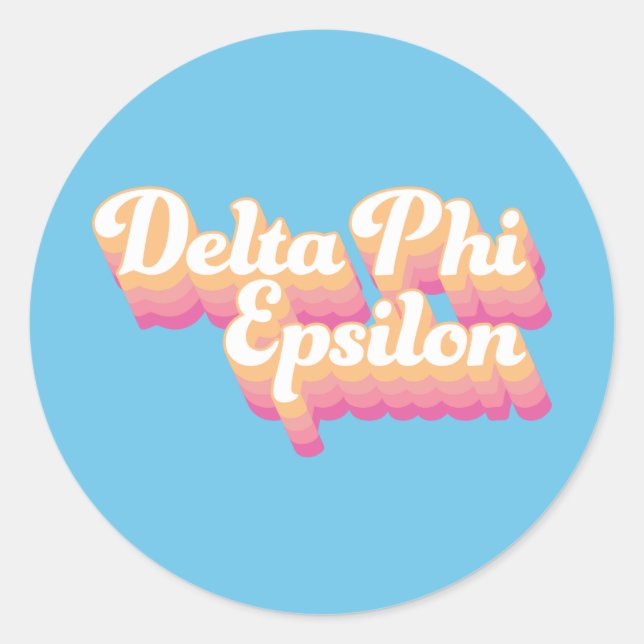 Delta Phi Epsilon | Groovy Script Classic Round Sticker (Front)