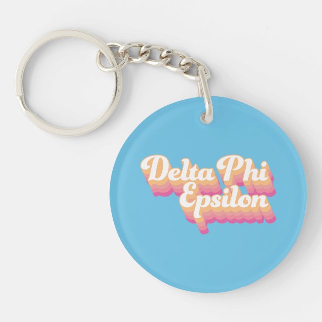 Delta Phi Epsilon | Groovy Script Keychain (Front)