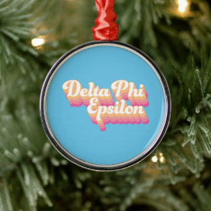 Delta Phi Epsilon   Groovy Script Metal Ornament