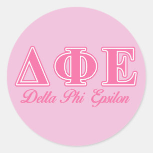 Delta Phi Epsilon Pink Letters Classic Round Sticker