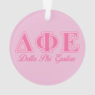 Delta Phi Epsilon Pink Letters Ornament