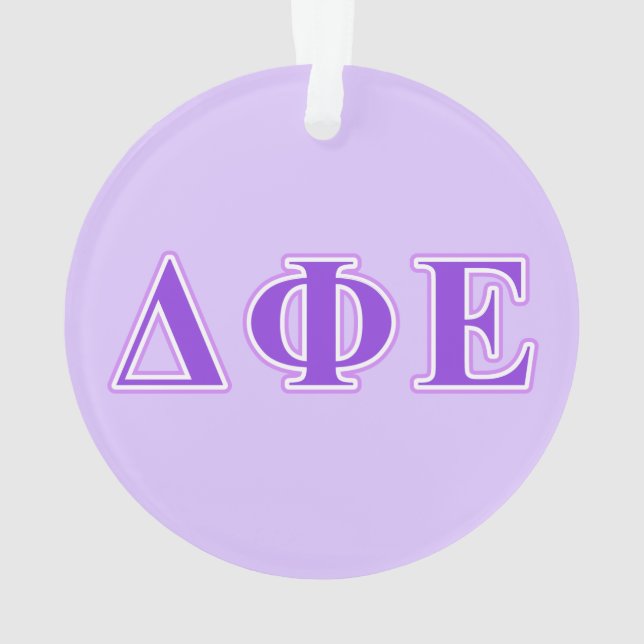 Delta Phi Epsilon Purple and Lavender Letters Ornament (Back)