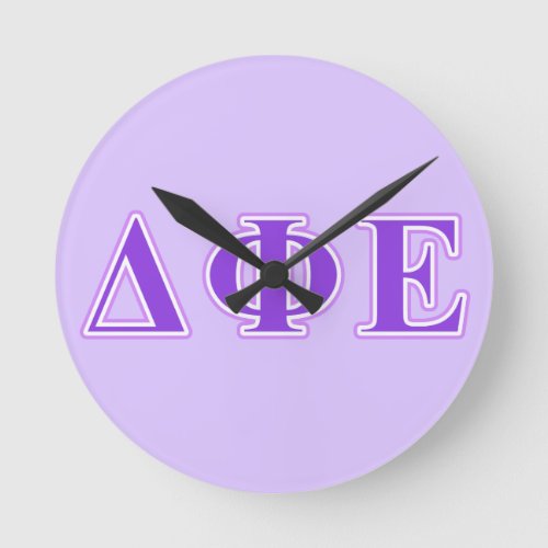 Delta Phi Epsilon Purple and Lavender Letters Round Clock