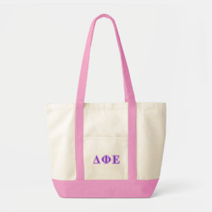 Delta Phi Epsilon Purple and Lavender Letters Tote Bag