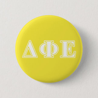 Delta Phi Epsilon White and Yellow Letters Button