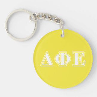 Delta Phi Epsilon White and Yellow Letters Keychain