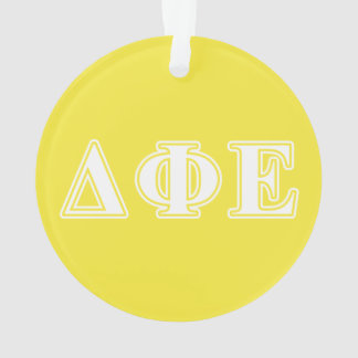 Delta Phi Epsilon White and Yellow Letters Ornament