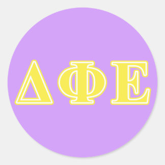 Delta Phi Epsilon Yellow Letters Classic Round Sticker
