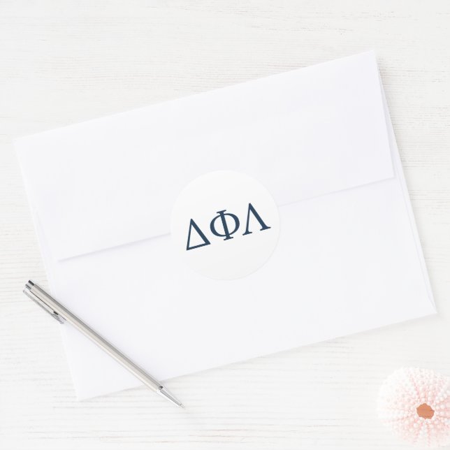 Delta Phi Lambda Greek Letters Design Classic Round Sticker (Envelope)