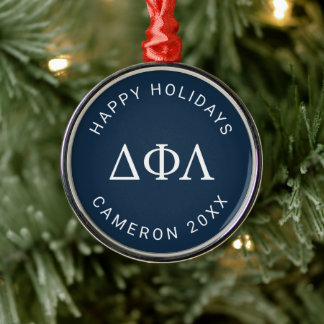 Delta Phi Lambda Greek Letters Design Metal Ornament