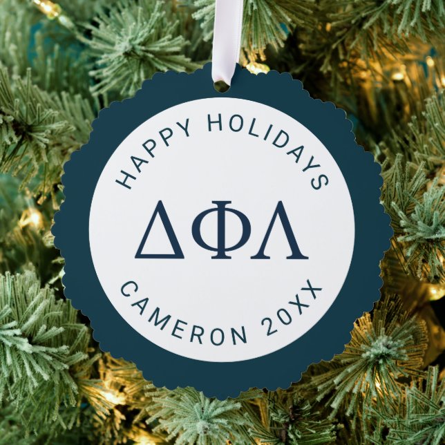 Delta Phi Lambda Greek Letters Design Ornament Card (Insitu (Tree))