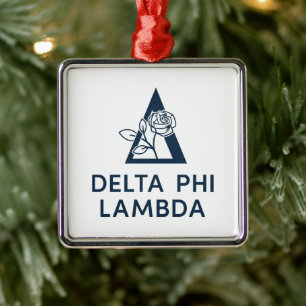 Delta Phi Lambda Name & Symbol with Rose Metal Ornament