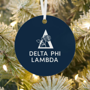Delta Phi Lambda Name & Symbol with Rose Metal Ornament