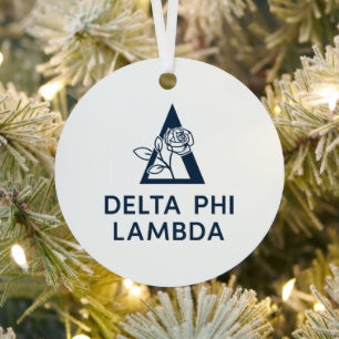 Delta Phi Lambda Name & Symbol with Rose Metal Ornament