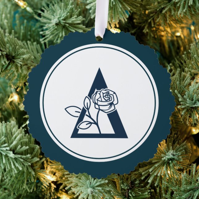 Delta Phi Lambda Name & Symbol with Rose Ornament Card (Insitu (Tree))