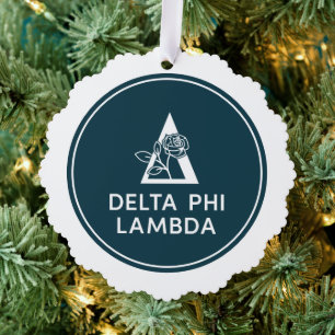Delta Phi Lambda Name & Symbol with Rose Ornament Card