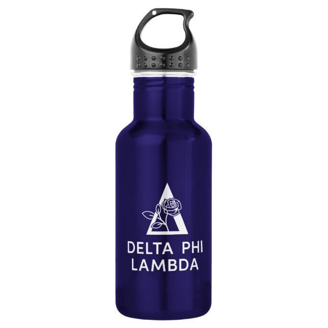 Delta Phi Lambda Name & Symbol with Rose Stainless Steel Water Bottle (Front)