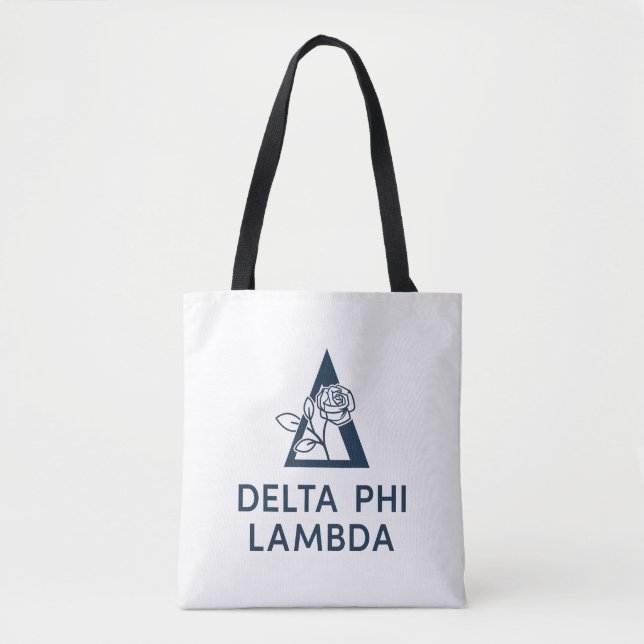 Delta Phi Lambda Name & Symbol with Rose Tote Bag (Front)
