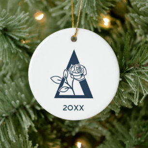 Delta Phi Lambda Sorority Rose Design Ceramic Ornament