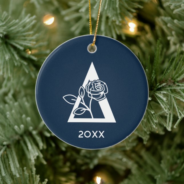 Delta Phi Lambda Sorority Rose Design Ceramic Ornament (Tree)