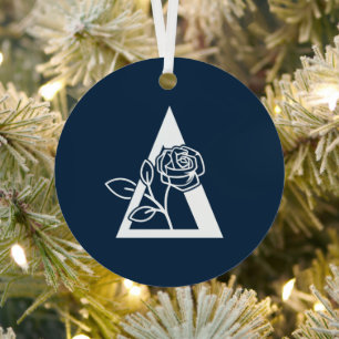 Delta Phi Lambda Sorority Rose Design Metal Ornament
