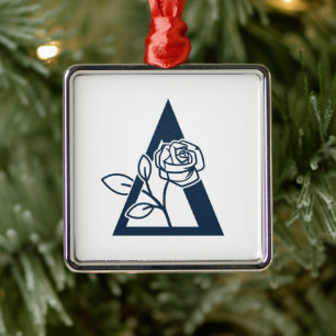 Delta Phi Lambda Sorority Rose Design Metal Ornament