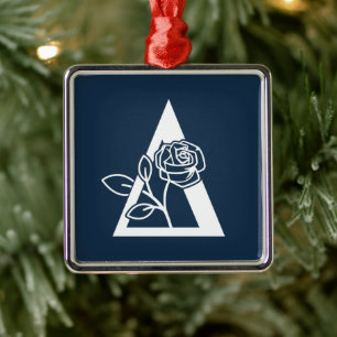 Delta Phi Lambda Sorority Rose Design Metal Ornament