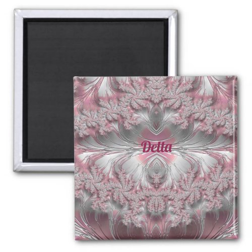 DELTA  Pink Gray Silver White Pattern  Magnet