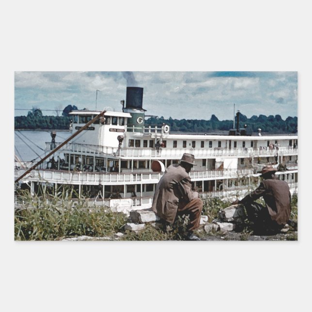 Delta Queen Steamboat  Mississippi River Art Rectangular Sticker (Front)