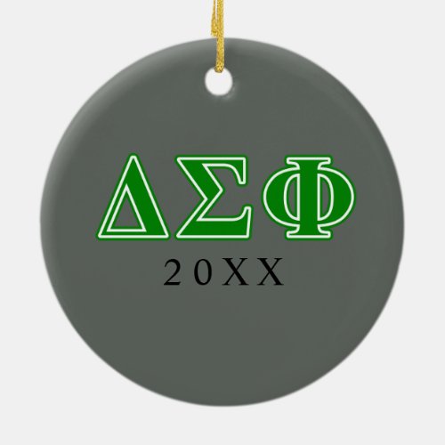 Delta Sigma Phi Green Letters Ceramic Ornament