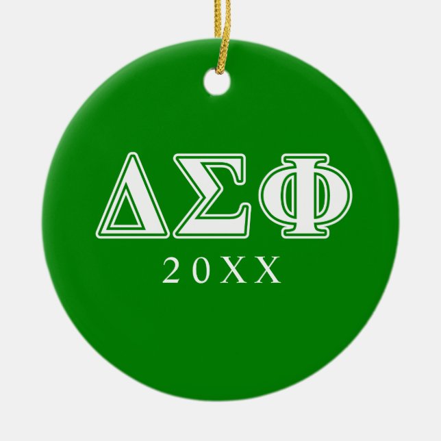 Delta Sigma Phi White Letters Ceramic Ornament (Front)