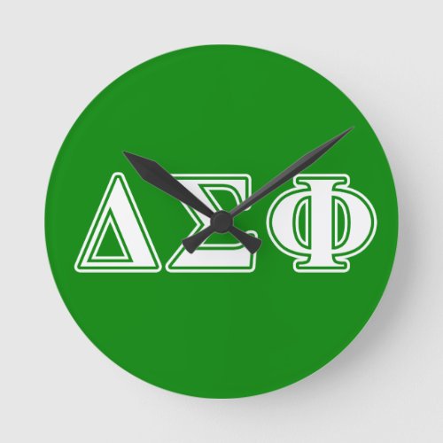 Delta Sigma Phi White Letters Round Clock