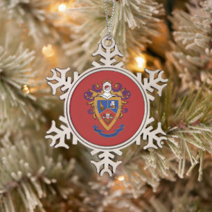 Delta Sigma Pi Official Crest Snowflake Pewter Christmas Ornament