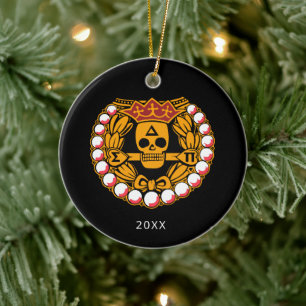Delta Sigma Pi Skull Badge Ceramic Ornament