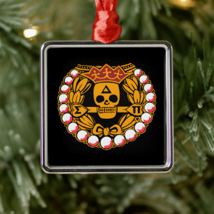 Delta Sigma Pi Skull Badge Metal Ornament
