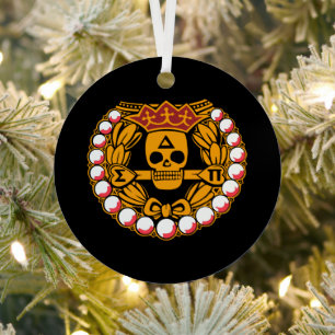 Delta Sigma Pi Skull Badge Metal Ornament