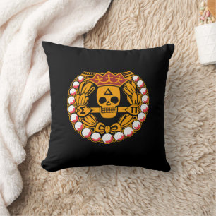 Delta Sigma Pi Skull Badge Throw Pillow