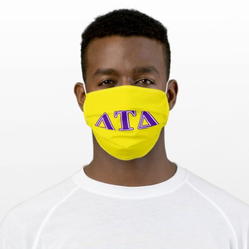 Delta Tau Delta Purple Letters Adult Cloth Face Mask