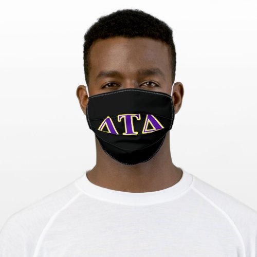 Delta Tau Delta Yellow and Purple Letters Adult Cloth Face Mask
