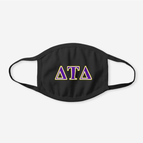 Delta Tau Delta Yellow and Purple Letters Black Cotton Face Mask