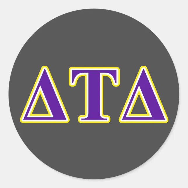 Delta Tau Delta Yellow and Purple Letters Classic Round Sticker | Zazzle