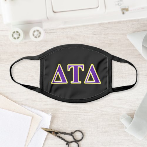 Delta Tau Delta Yellow and Purple Letters Face Mask