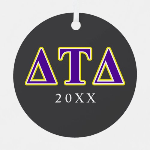 Delta Tau Delta Yellow and Purple Letters Metal Ornament