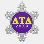 Delta Tau Delta Yellow Letters Snowflake Pewter Christmas Ornament at Zazzle