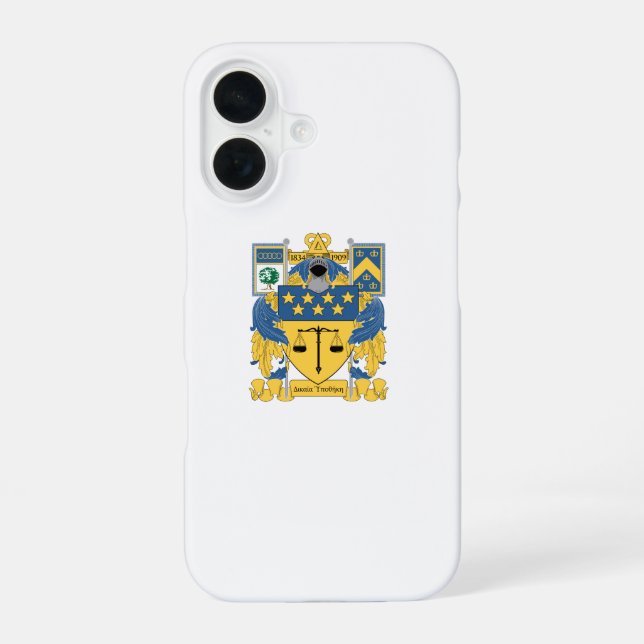 Delta Upsilon Fraternity Blue & Gold Coat of Arms iPhone Case (Back)