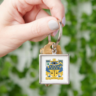 Delta Upsilon Fraternity Blue & Gold Coat of Arms Keychain